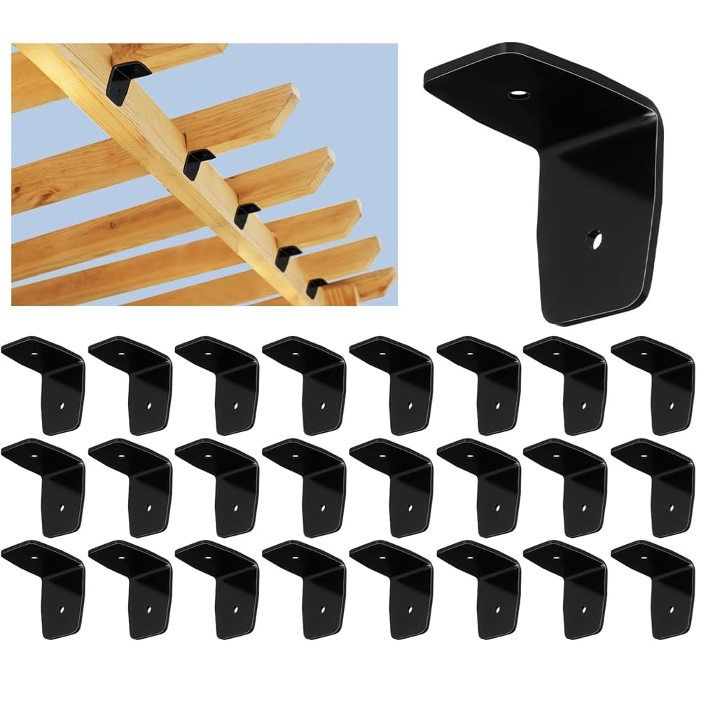 Littimoon Rafter Clips 12 Pieces Black for Lumber Pergola Hardware Rafter Brackets for Timber Beam,Ceiling Joist A