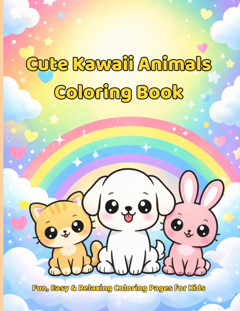 Cute Kawaii Animals Coloring Book: Fun, Easy & Relaxing Coloring Pages for Kids