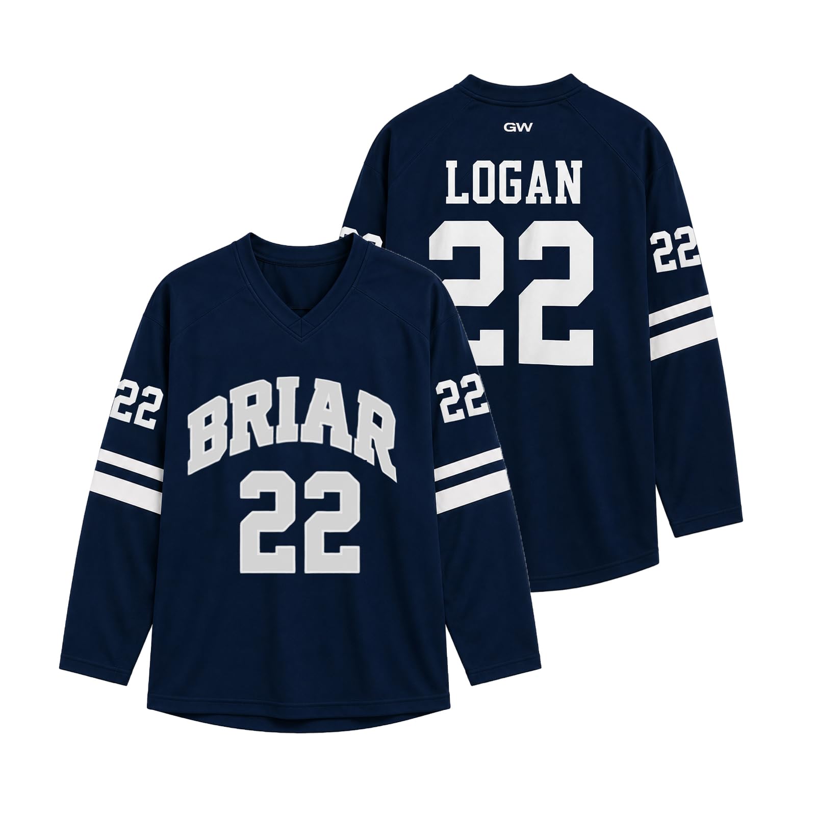 Off-Campus Merch Jersey V-Neck Sports T-Shirt for Men and Women, Ice Hockey Fan Shirt Graham 44 / Logan 22 / Tucker 46 / Di Laurentis 66, Briar-u Merch Shirt, Logan#22f, M โ image 1