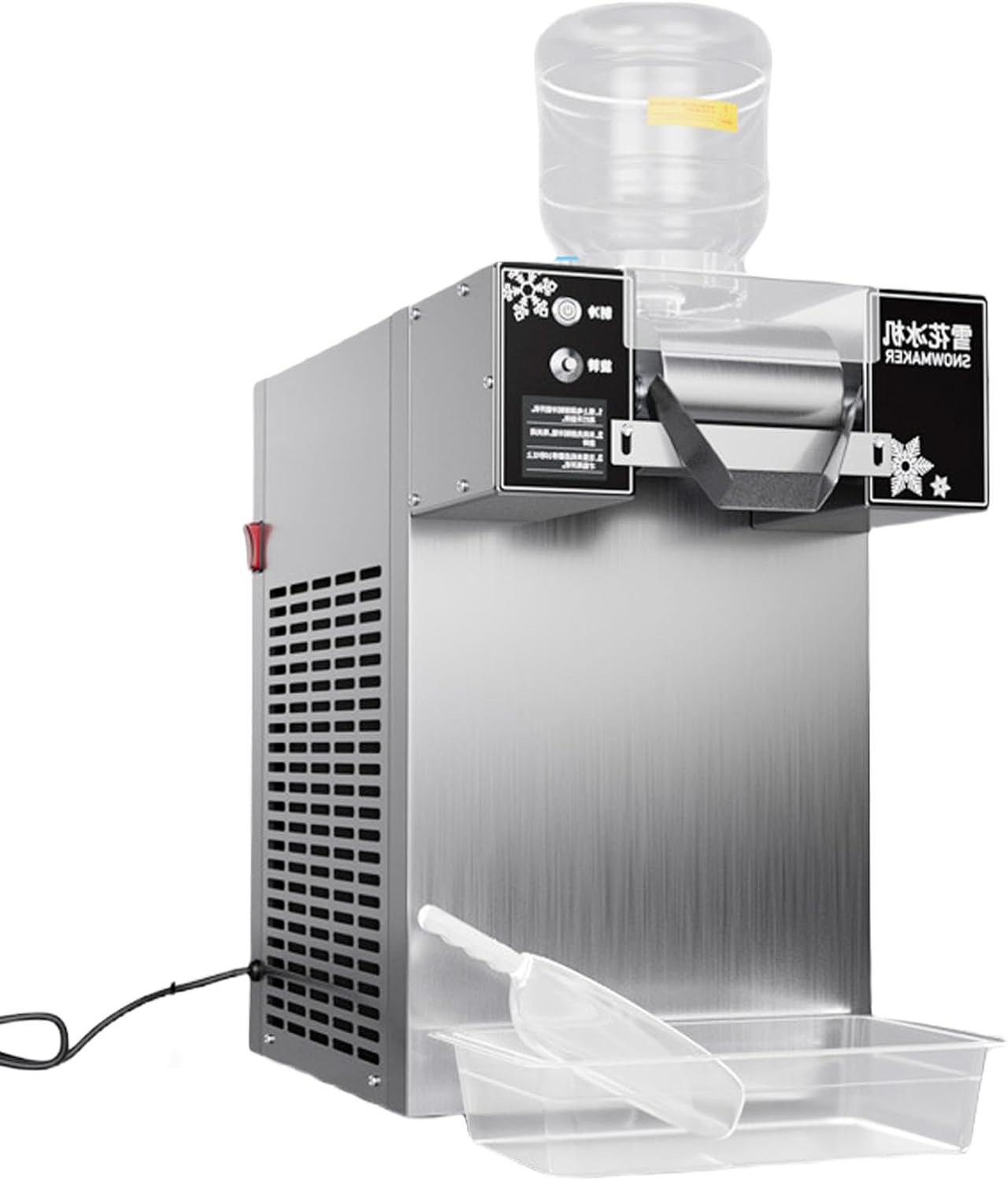 360/750/1200W Snow Cone Shaver, Stainless Steel Snowflake Ice Maker, Shaved Ice Machine, Air Cooling, for Desserts Shops, Food Truck, Restaurant, Milktea Shops 750W