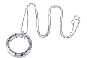 RUBYCA Living Memory Rotating Glass Locket Pendant Necklace