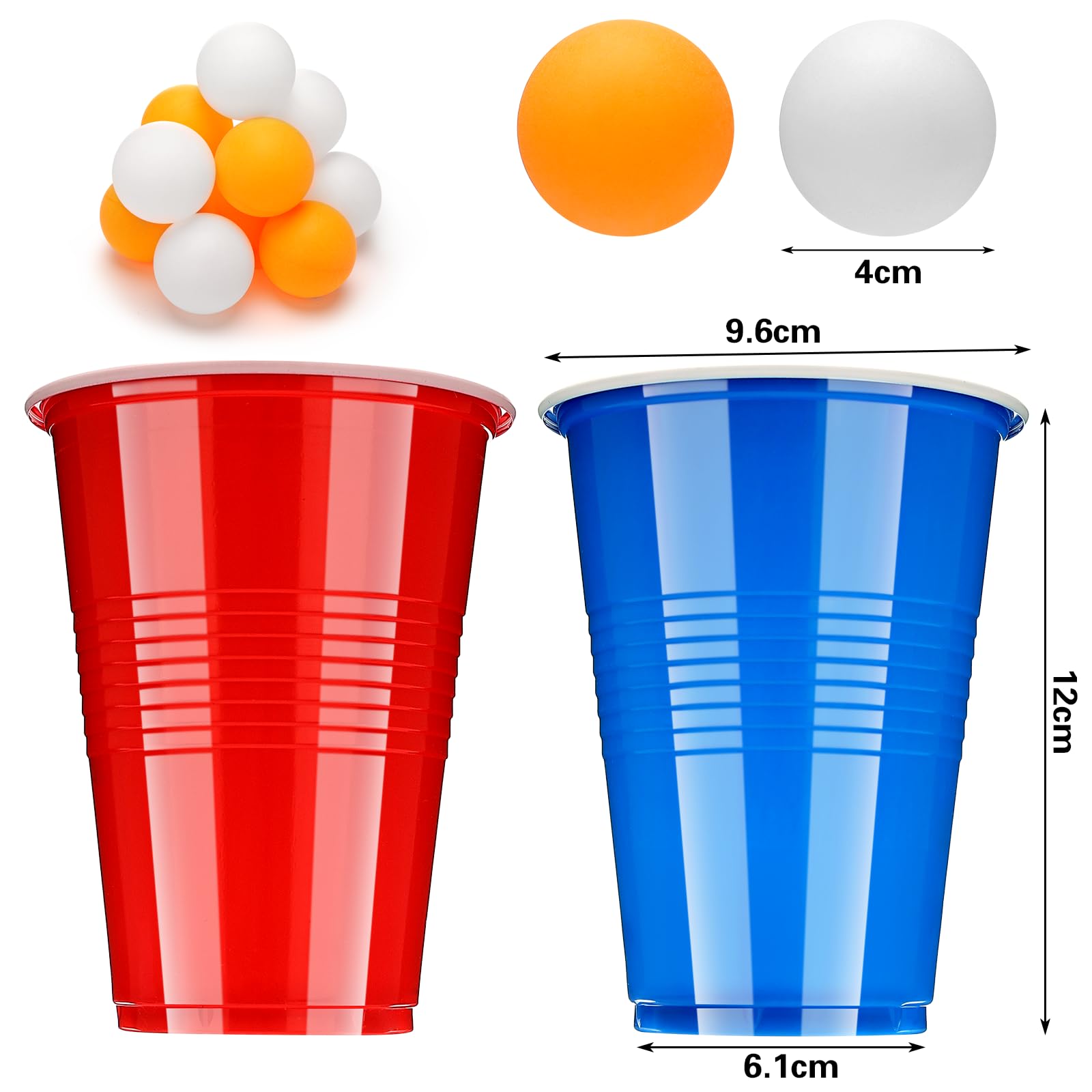 Zeawavsl Beer Pong Ping Pong Kit, Bicchieri da Beer Pong Contiene 50 Bicchieri e 12 Palline da Ping Pong, Bicchieri da Beer Pong da 500 ml Bicchieri da Beer Pong Riutilizzabili