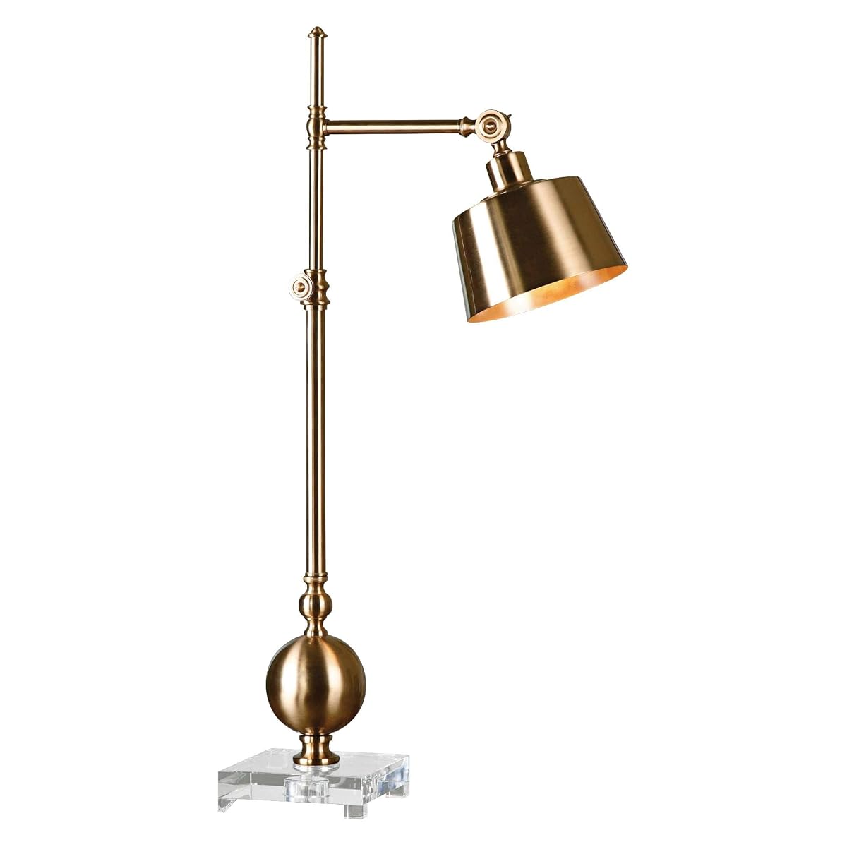 Uttermost 1 Light Task Lamp, Brushed Brass/Crystal, 20in Wide x 7in Deep, Model