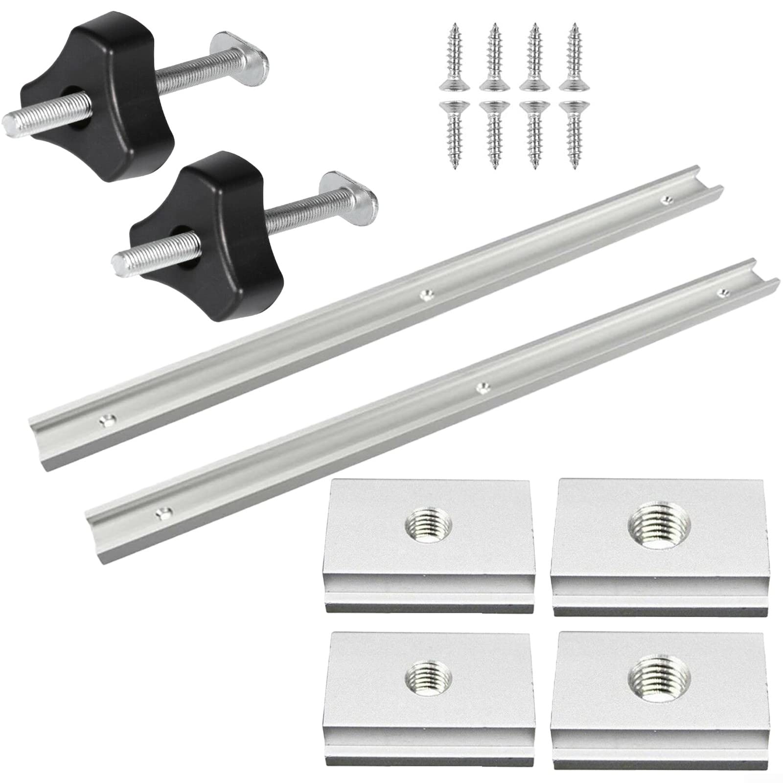 SPORTARC Goulotte de guidage pour le travail du bois 500 mm avec vis autotaraudeuses, rails en T en alliage d'aluminium avec glissière et poignée pour outil de travail du bois