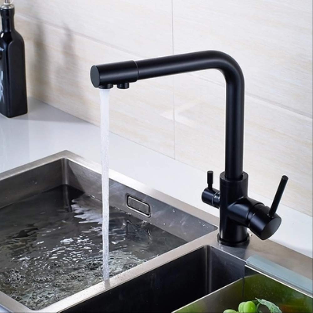 ZYCHSJXA Filter Kitchen Faucet Deck Installed Black Mixer Tap Crane Rotate 360 Degrees to The Water Features 83027H