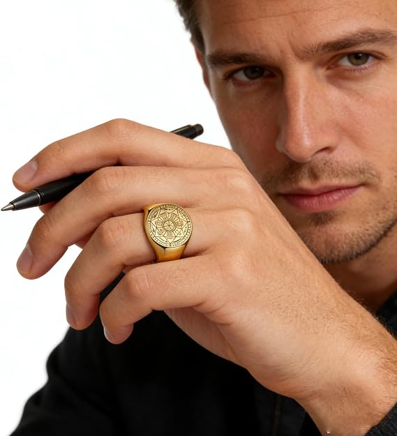 Seals of The 7 Archangels Ring for Men Sigil of Archangel St. Michael Ring Patron Saint Talisman Christian Guardian Jewelry Pagan Gift