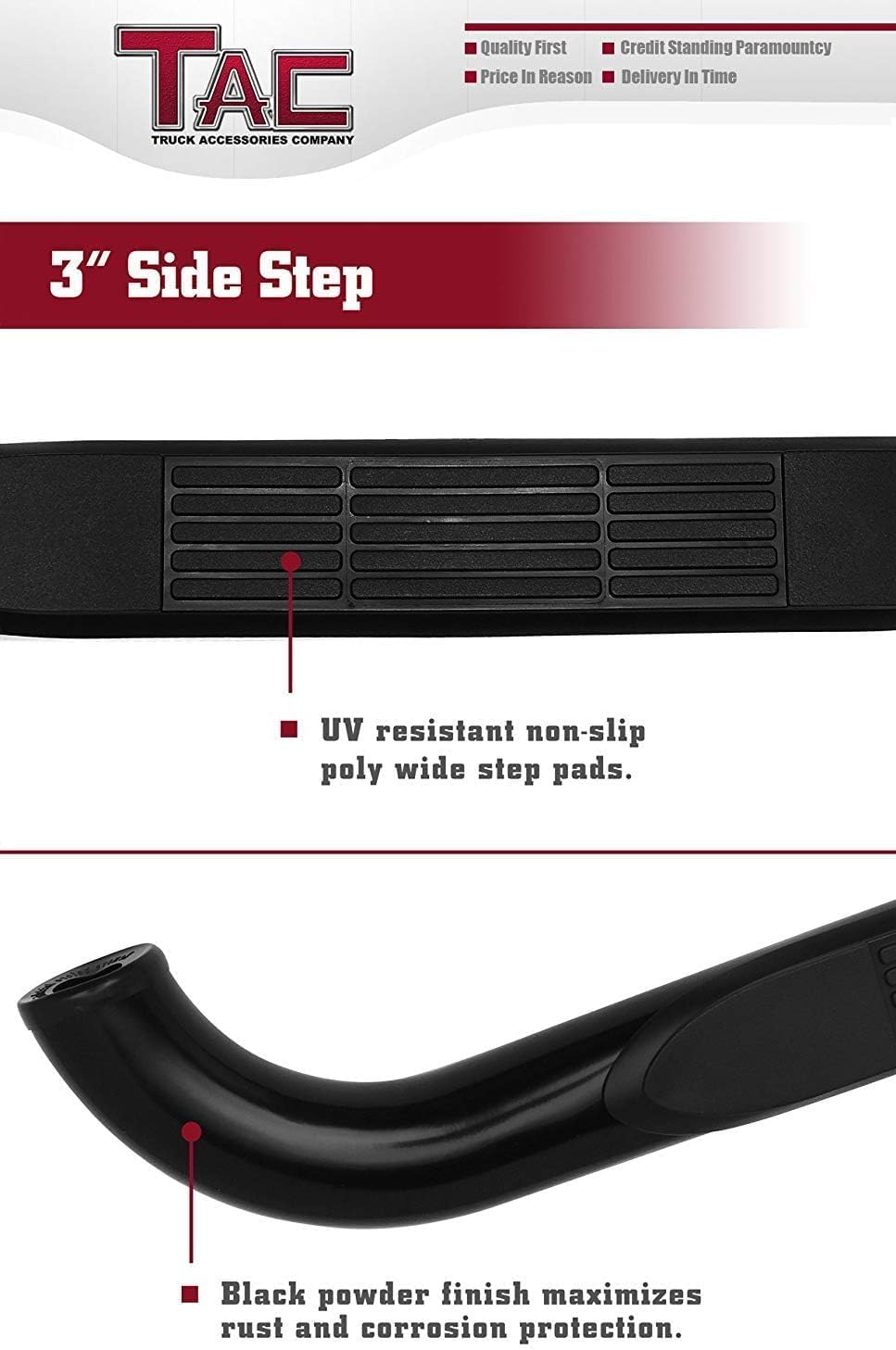 TAC Side Steps Fit 2015-2026 Ford F150 Super Cab | 2017-2026 F250/350/450/550 Super Duty Super Cab Truck Pickup Black Nerf Bars Running Boards 2pcs