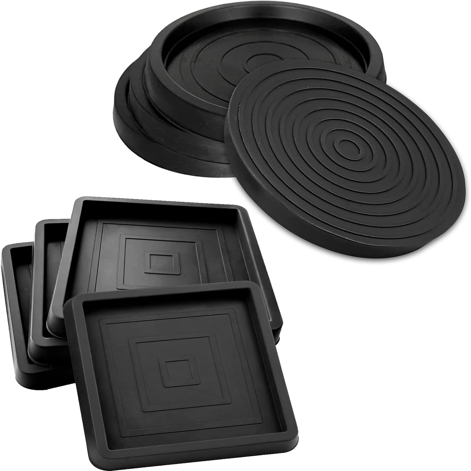 Dxbnezbc 8 Pcs Furniture Coasters Cups, 2.5In Rubber Castor Cup, Non Slip Chair Leg Feet Cap, Floor Protectors For Carpet Floors Piano Sofa (Square And Circle)