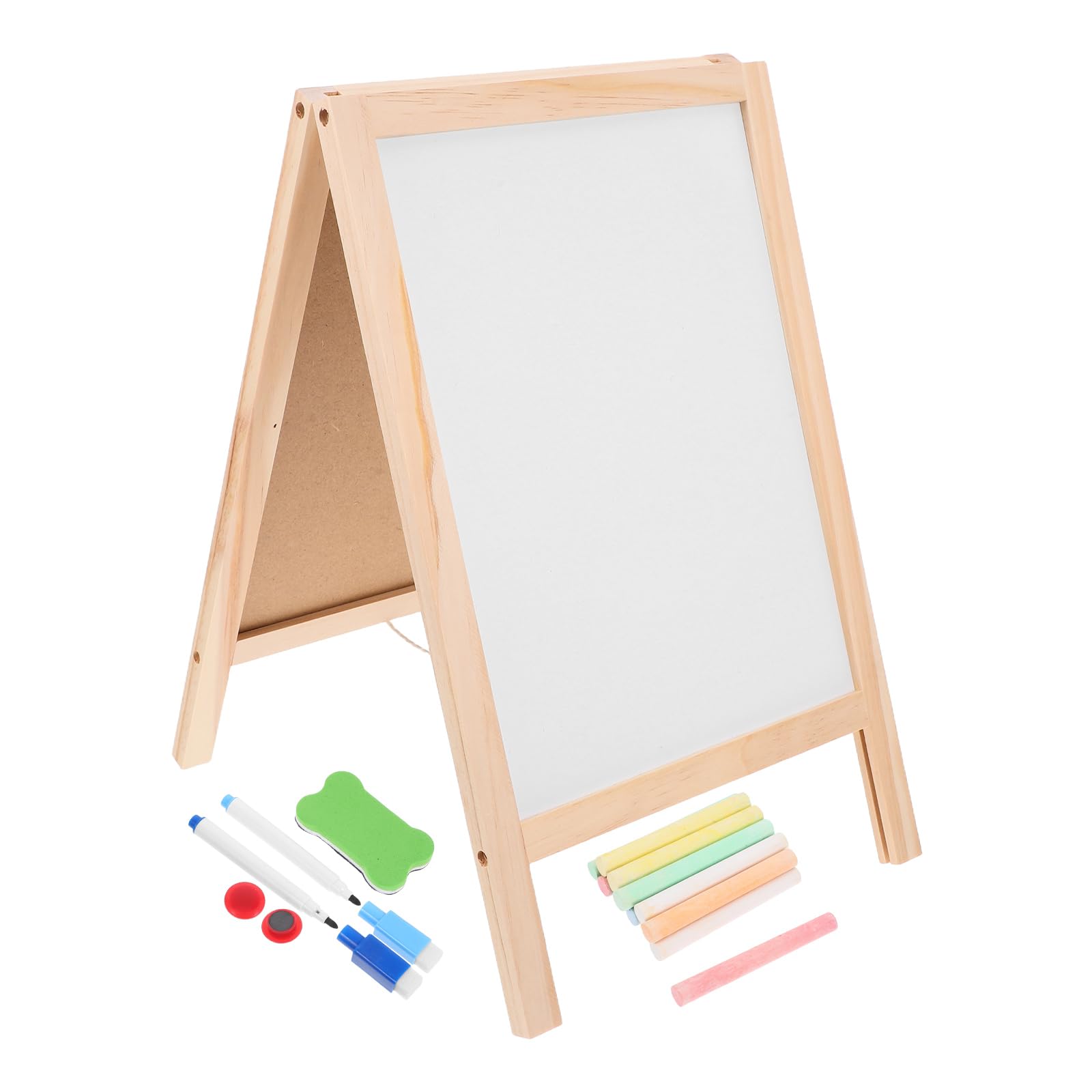 Lavagna Doppia Lato in Legno per Bambini e Studenti | Erasabile, Comoda e Portatile, per Scrivere e Disegnare, Formato Pratico per Casa e Scuola Colore Casuale