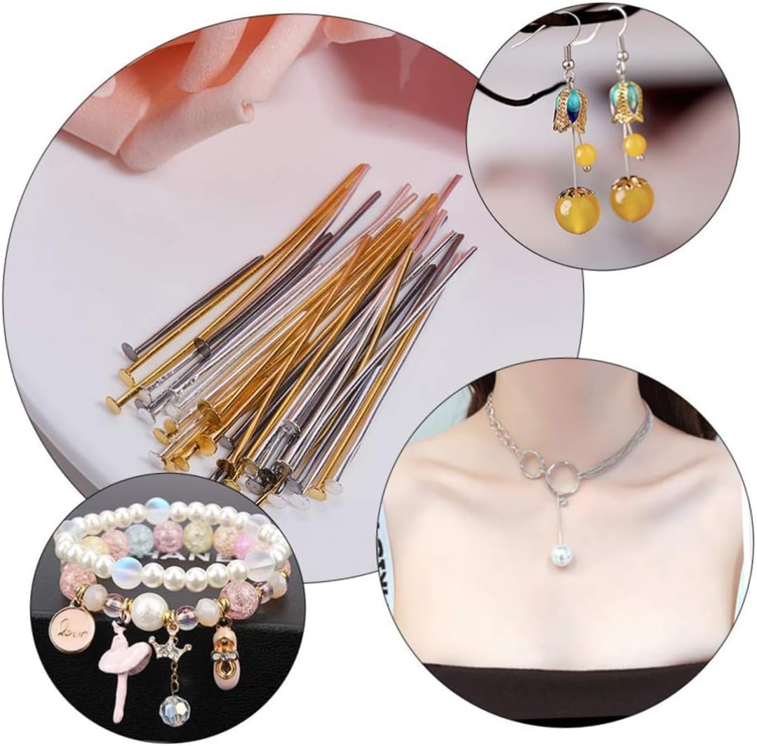 DIY Jewelry Making Flat Head Pins 5 Packs T-Shaped Needle for Necklace Bracelet Charms