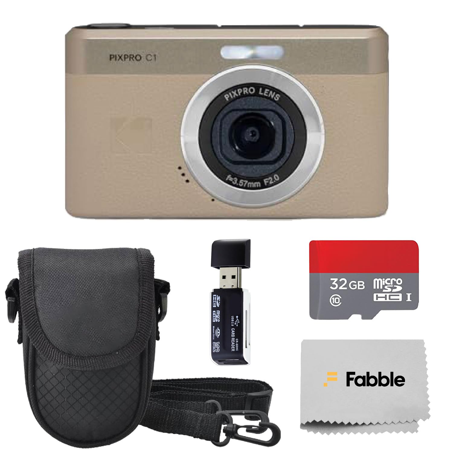 Kodak PIXPRO C1 Compact Digital Camera (Tan) Bundle with 32GB microSDHC Card, Camera Protective Case, High Speed USB Card Reader, USB-C Cable, AC Adapter and-image-13