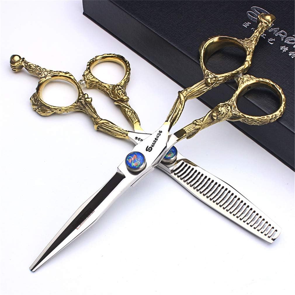 理髪はさみ6.0インチ、プロのヘアはさみセット（ストレートはさみ+歯のはさみ）理髪、家庭用ステンレス鋼のスタイリングツール、サロン