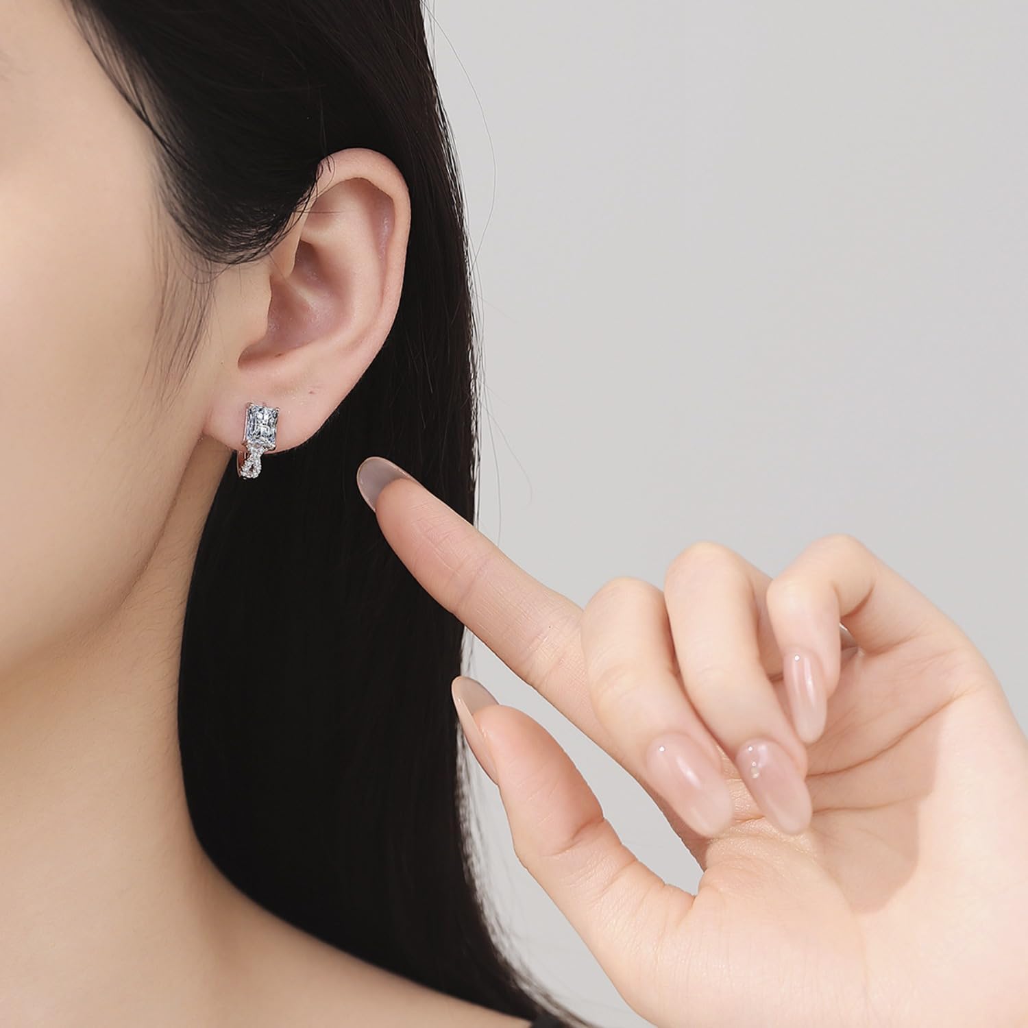 S925 Sterling Silver 0.5/1ct Diamond Hoop Earrings for Women,Arc Radiant Cut D-Color VVS1,Delicate Gift for Her Special Occasion