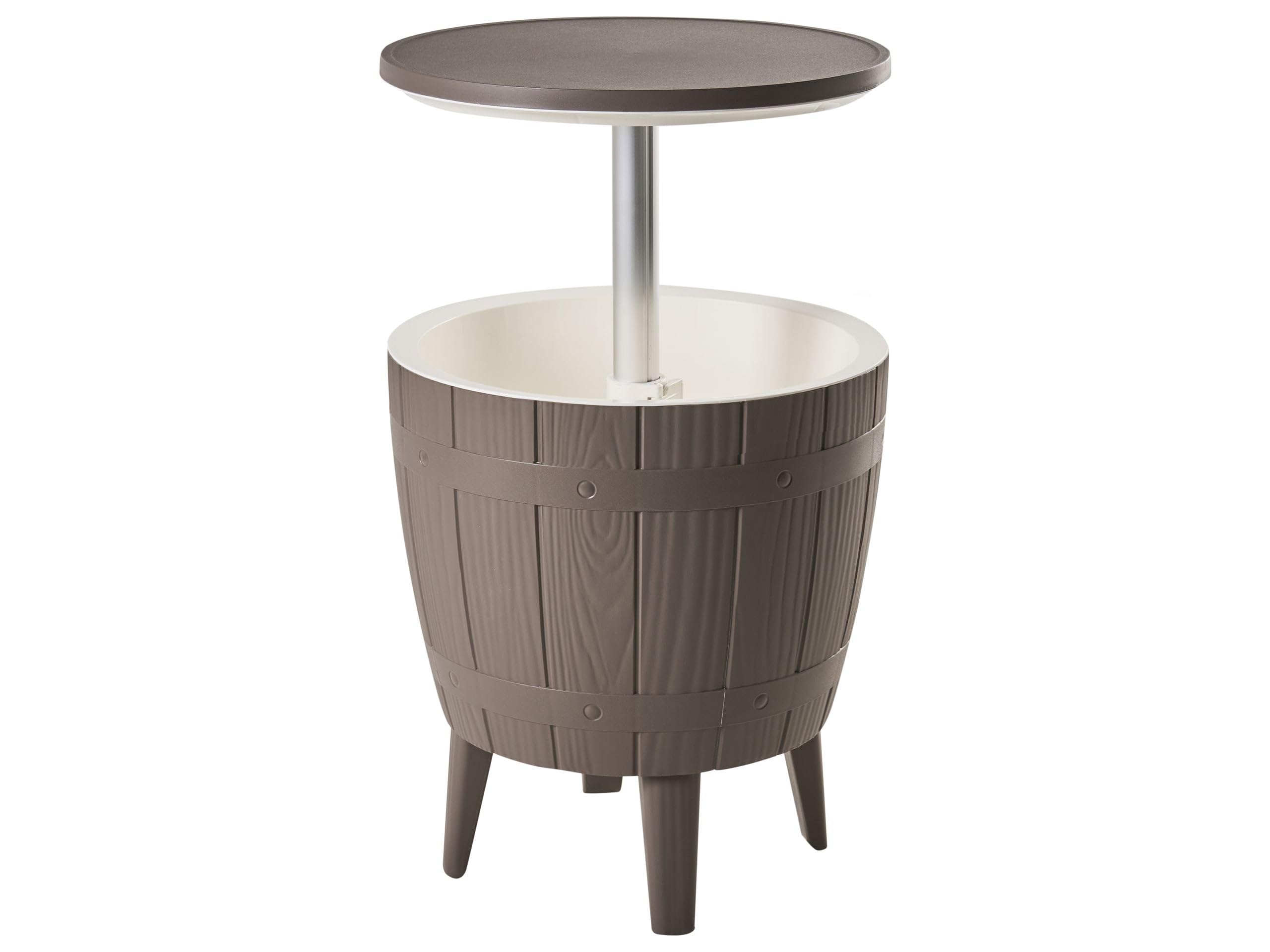Beliani Mini-Bar de Jardin avec Glacière en Polypropylène Hauteur Réglable Rond 48 cm Taupe Slig