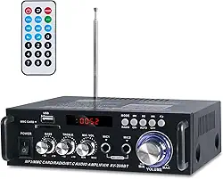 amplificador de som, Mini Amplificador Digital 5.0 para 2 * 300W, Suporte para Cartão TF, Interface AUX, Disco U e Reprodução de MP3, Suporte para Ligação Bluetooth 110-220 V Plug Universal