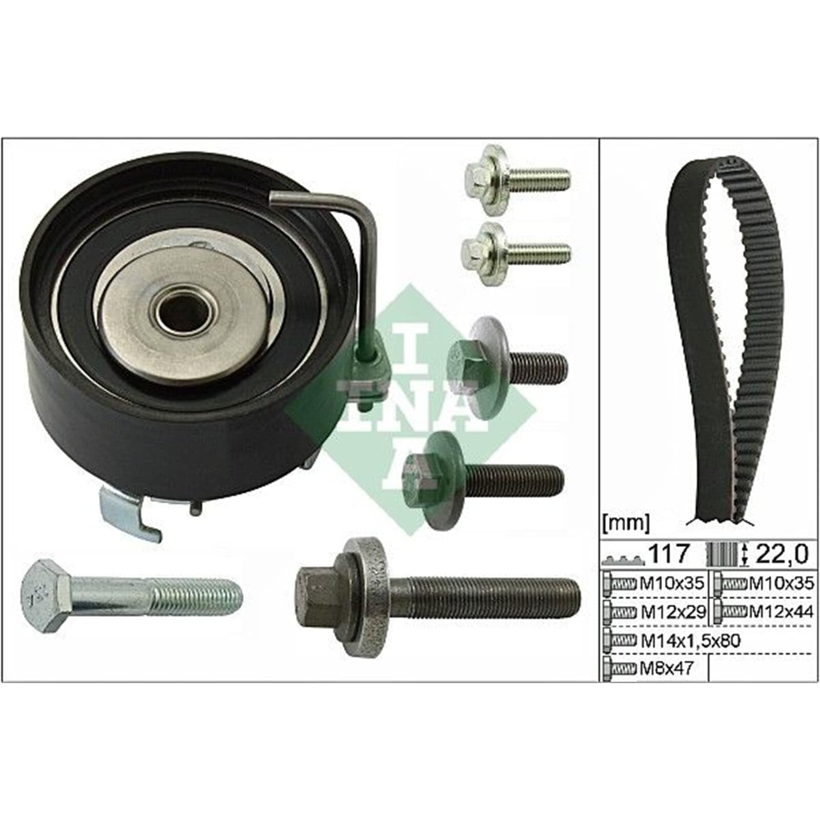 INA Kit cinghia di distribuzione 530 0495 10 27mm Compatibilità con FORD Fiesta Mk6 Hatchback JA8, JR8 Fiesta Mk5 Hatchback JH1, JD1, JH3, JD3 Focus II Hatchback DA, HCP, DP FOCUS III C-MAX DM2