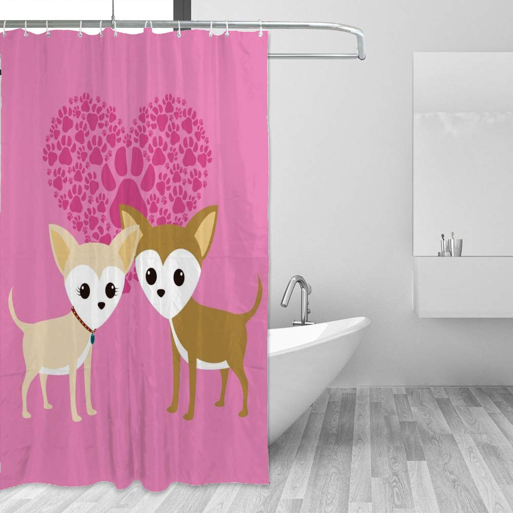 Rideau de douche imperméable anti-éclaboussures en polyester 66x72 pouces motif chiens