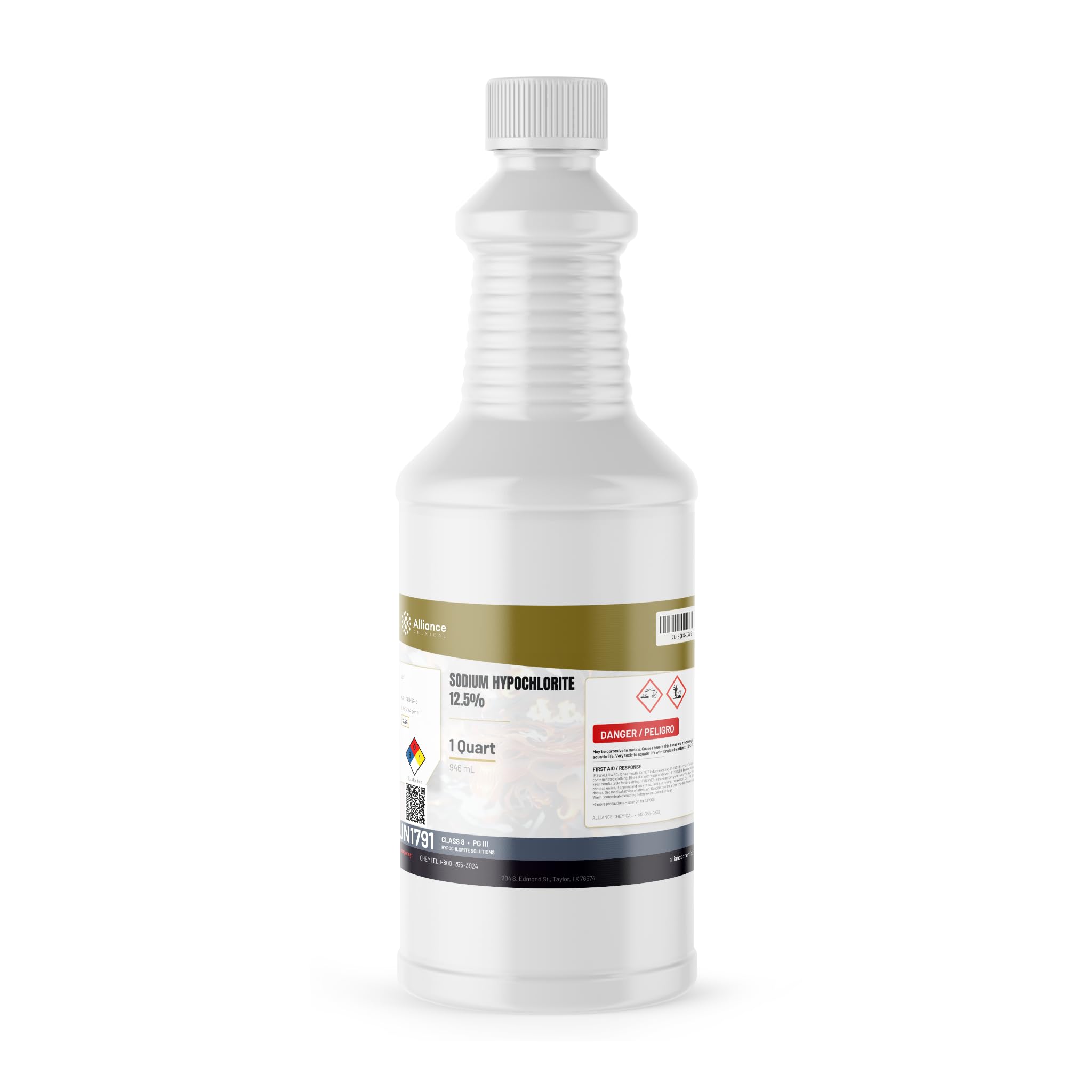 Sodium Hypochlorite 12.5% - 1 Quart - Sodium Hypo Chloride Pool &amp; Cleaning Agent - High Purity Liquid Bleach - Alliance Chemical