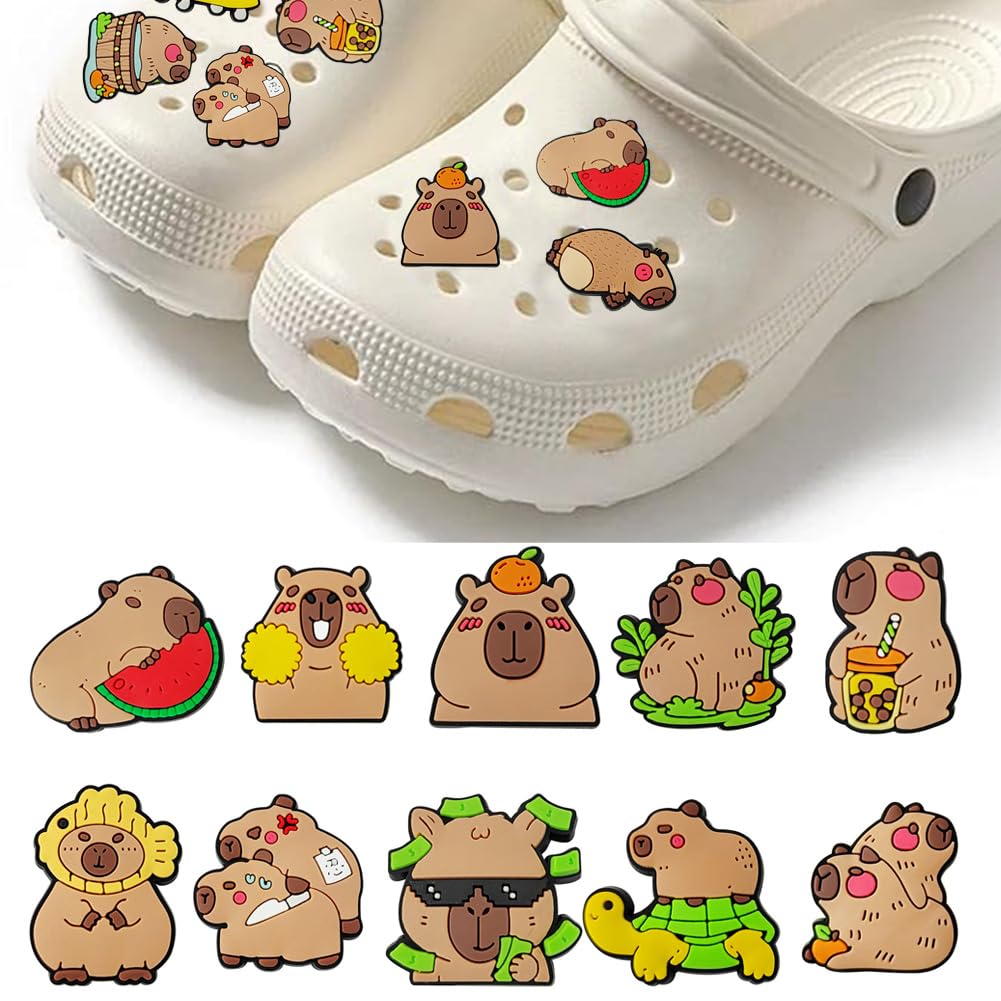 Capybara Charms do butów Capybara buty dekoracja Capybara przypinka do butów kreskówka biżuteria do butów guziki buty przypinki buty DIY dekoracja, Tworzywo sztuczne