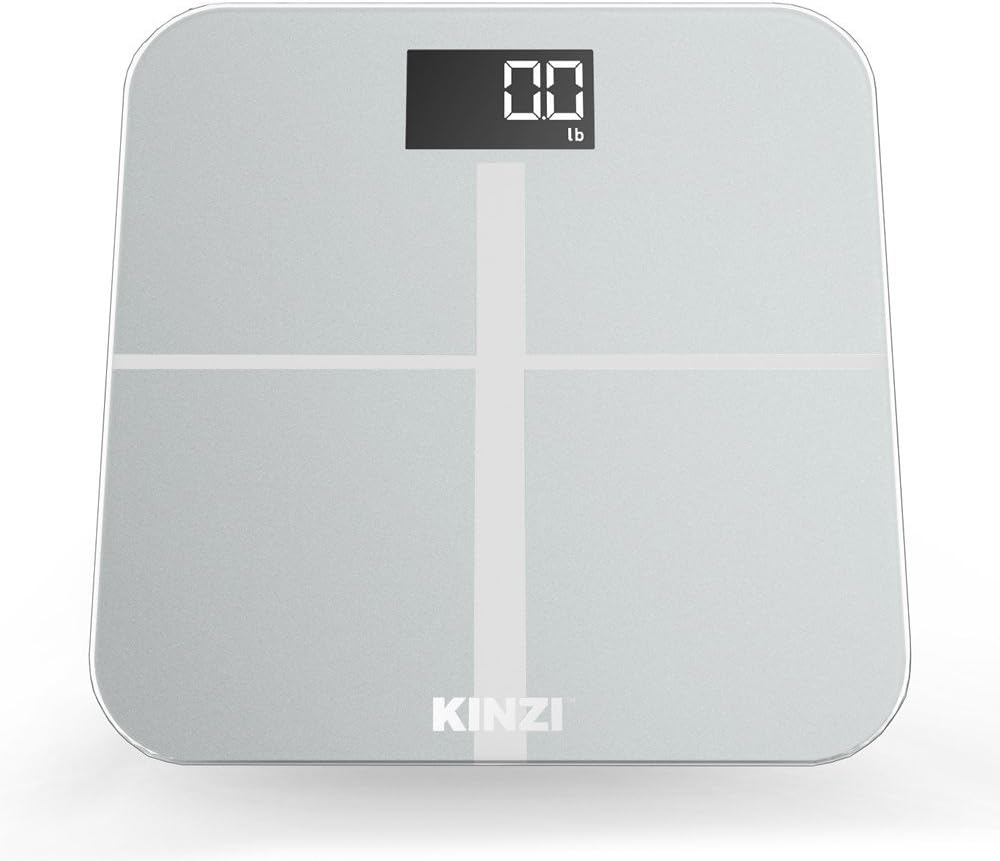 Kinzi Digital Electronic Scale,Precision Bathroom Scale with“Step-On”Technology, Weight Controller, 400 lb. 180 kg Weighing Range with Extra Large Lighted Display