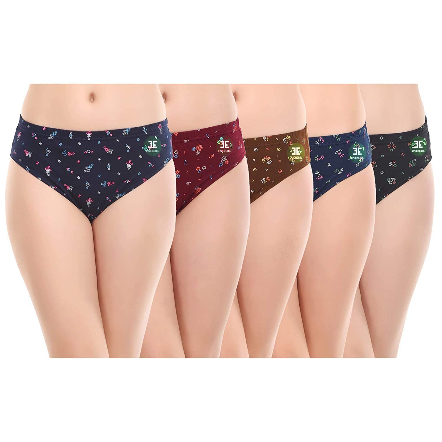 Seyyaal Woman's Printed Cotton Briefs Panties Innerwear Underwear Multicolor - (Pack of 5)-image-21