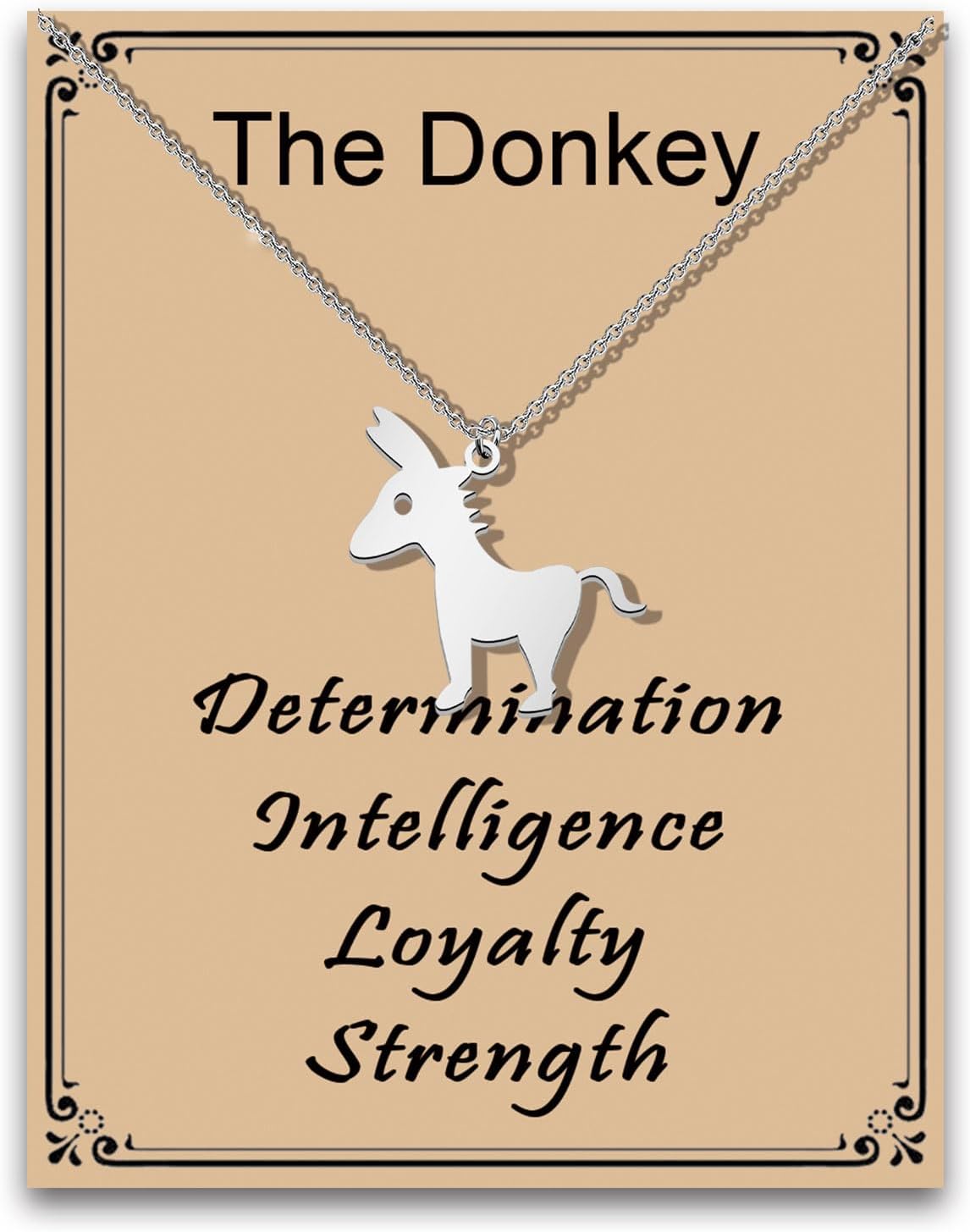 MAOFAED Donkey Pendant Necklace for Men Women, Farm Animal Gift, Determination Intelligence Loyalty Strength(theDonkeyNeCA)