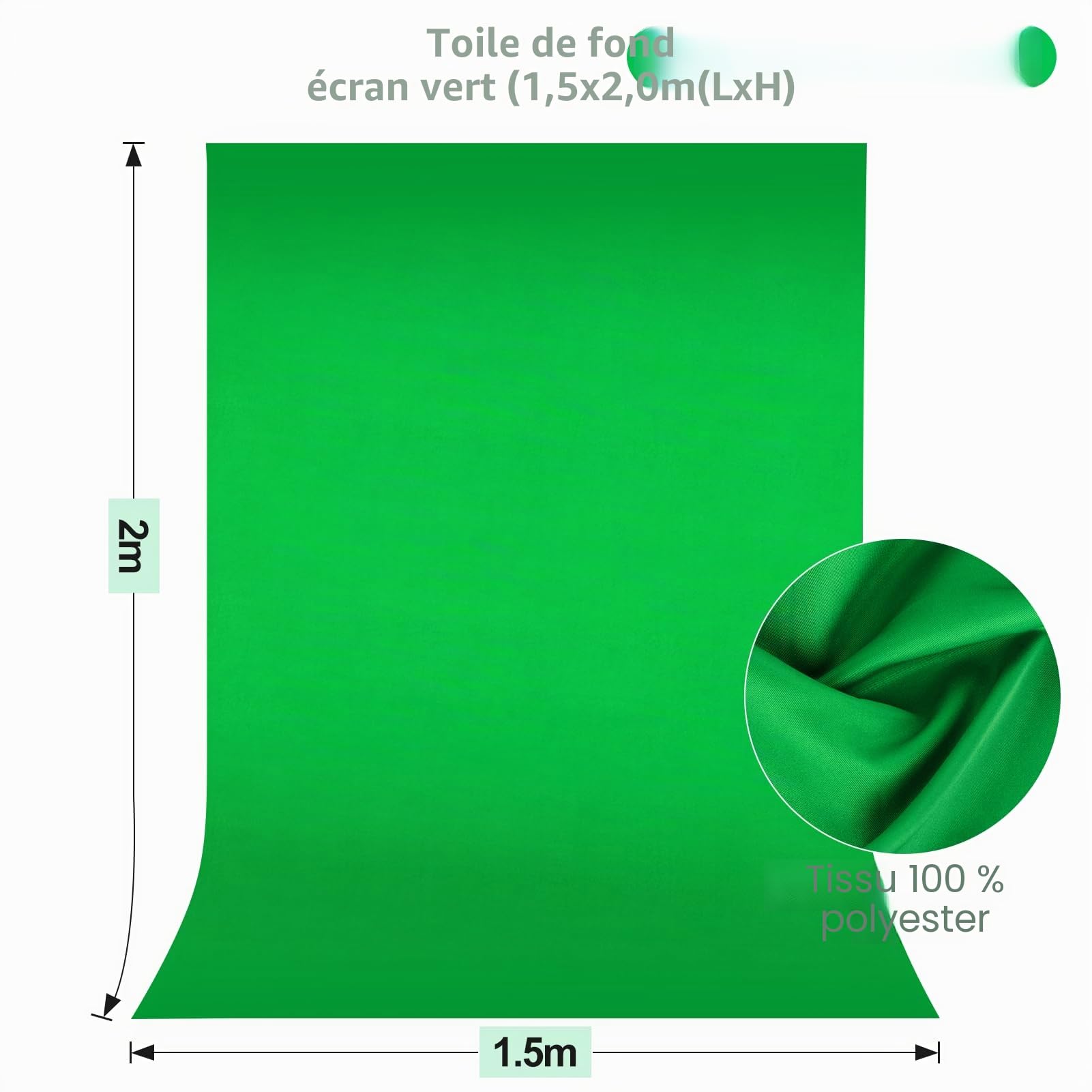 EMART Écran Vert avec Support, 2x2m Support Fond avec 1,5x2m Green Screen