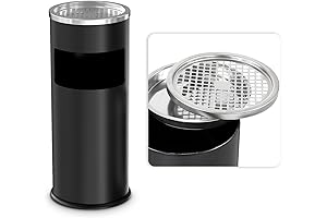 BEAMNOVA Outdoor Trash Can with Lid Black Stainless Steel Commercial Garbage Enclosure...