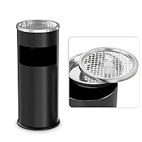 Vista 1 de BEAMNOVA Cubo de basura negro con tapa, contenedor de basura comercial de acero inoxidable para patio, garaje con barril interior, negro, 9.8 x 24