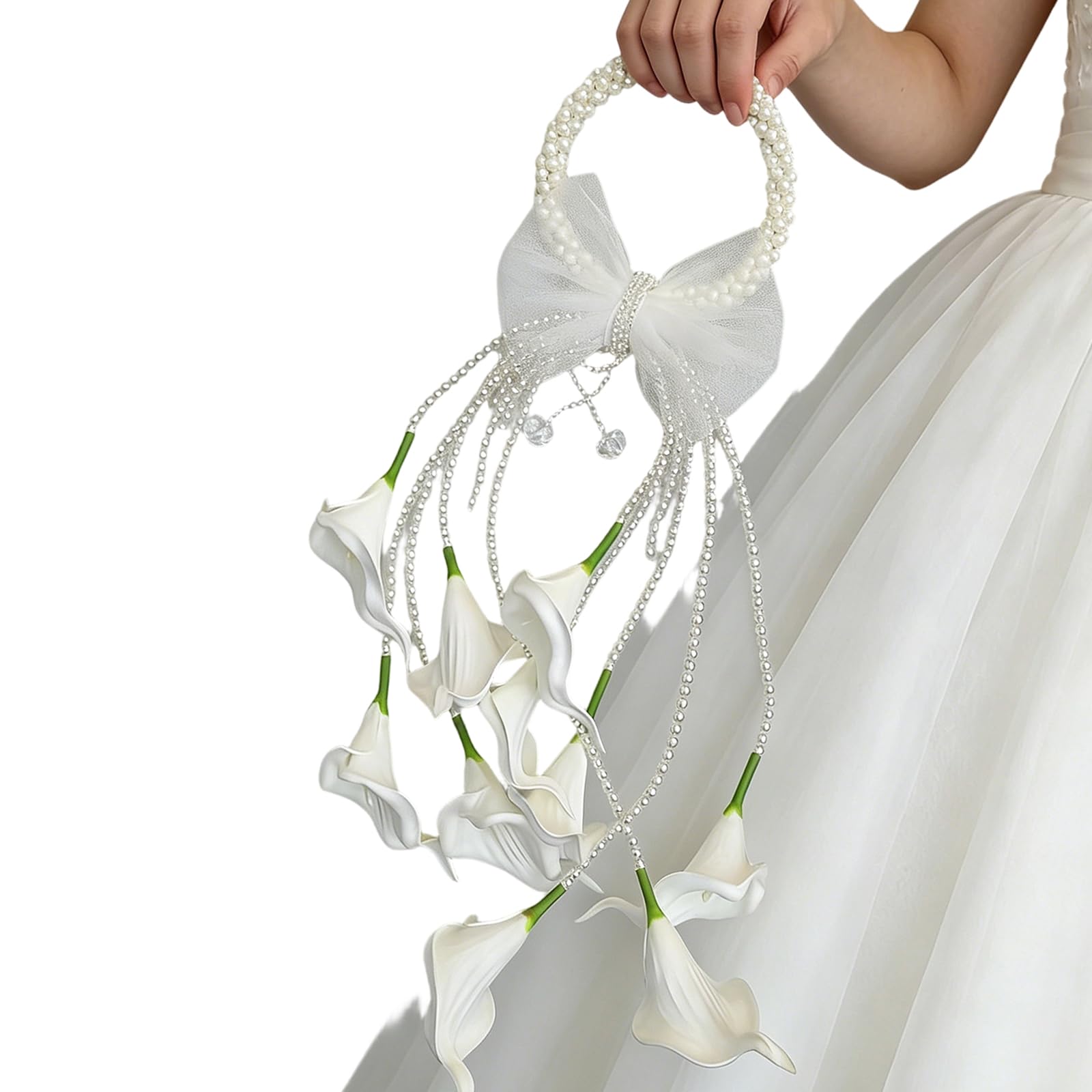 Uqezagpa Satinedc Ribbon Simulation Bridal Bouquet Artificial Flower Hand Carrying Flower for Wedding Ceremonies and Special Event Wedding Ceremony