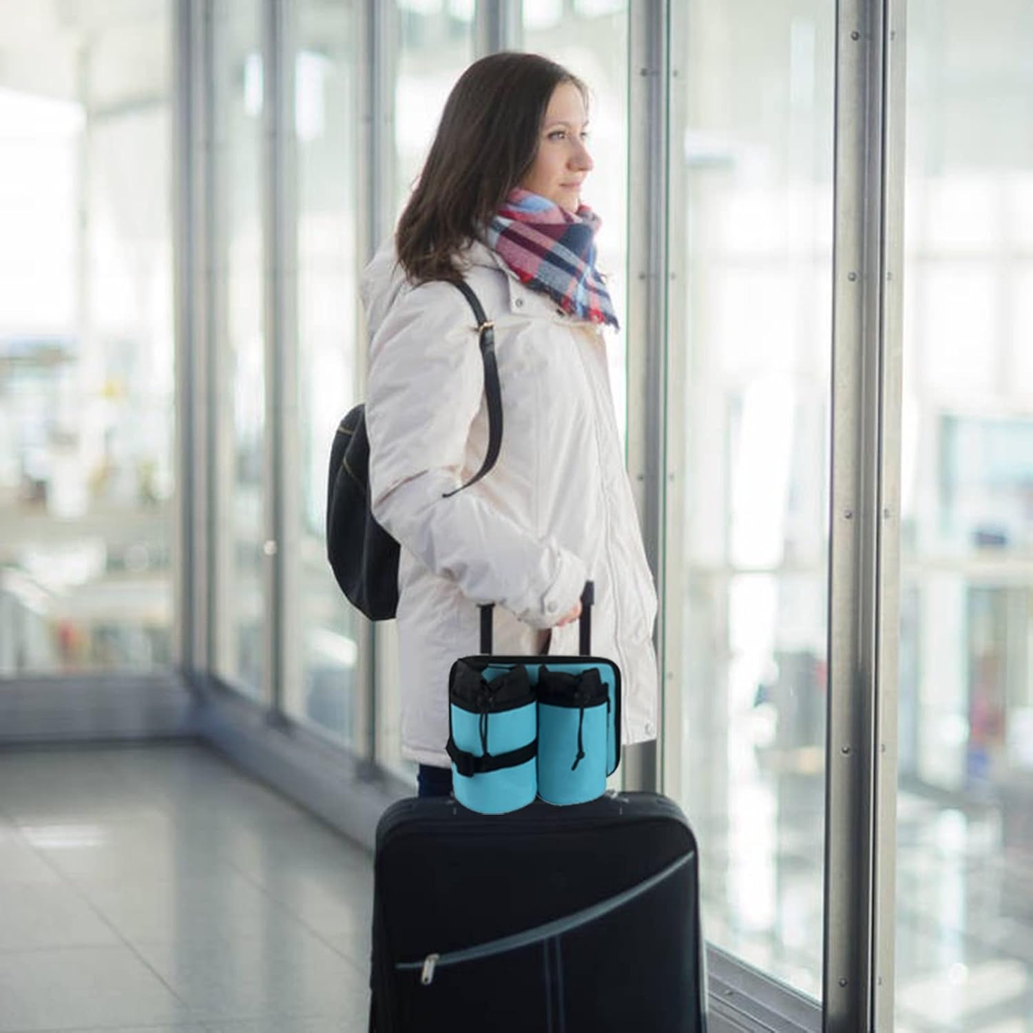 荷物トラベルカップホルダー ショルダーストラップ付き スーツケースハンドル用 旅行用ドリンクホルダー 断熱トラベルカップバッグ 異な