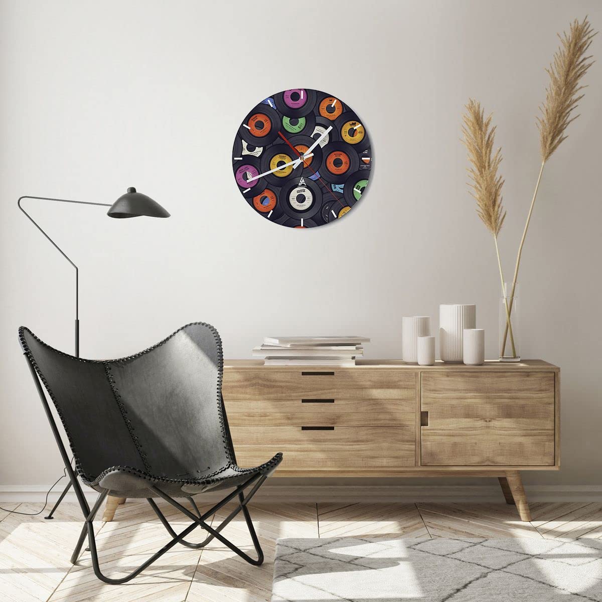 Moderno Reloj de Vidrio 40x40cm Redondo Decorativo Cultura Música - 4185