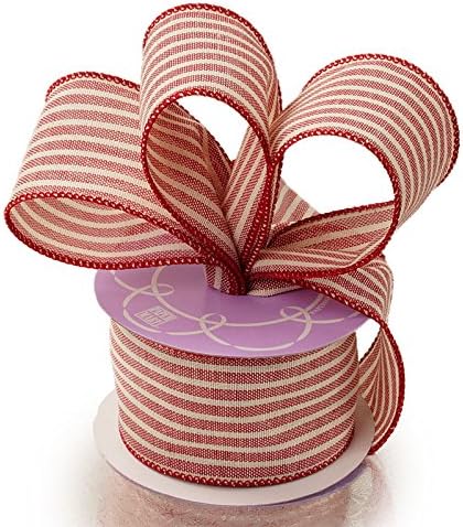 2 1/2" X 10 Yards Lots of Red Stripes Wired Ribbon Christmas
