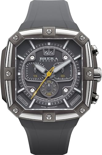 Brera Orologi Hombre Supersportivo Cuadrado Negro Oro Rosa y Azul 1.811 in BRSS2C4603, Negro, oro rosa y azul, Cronógrafo