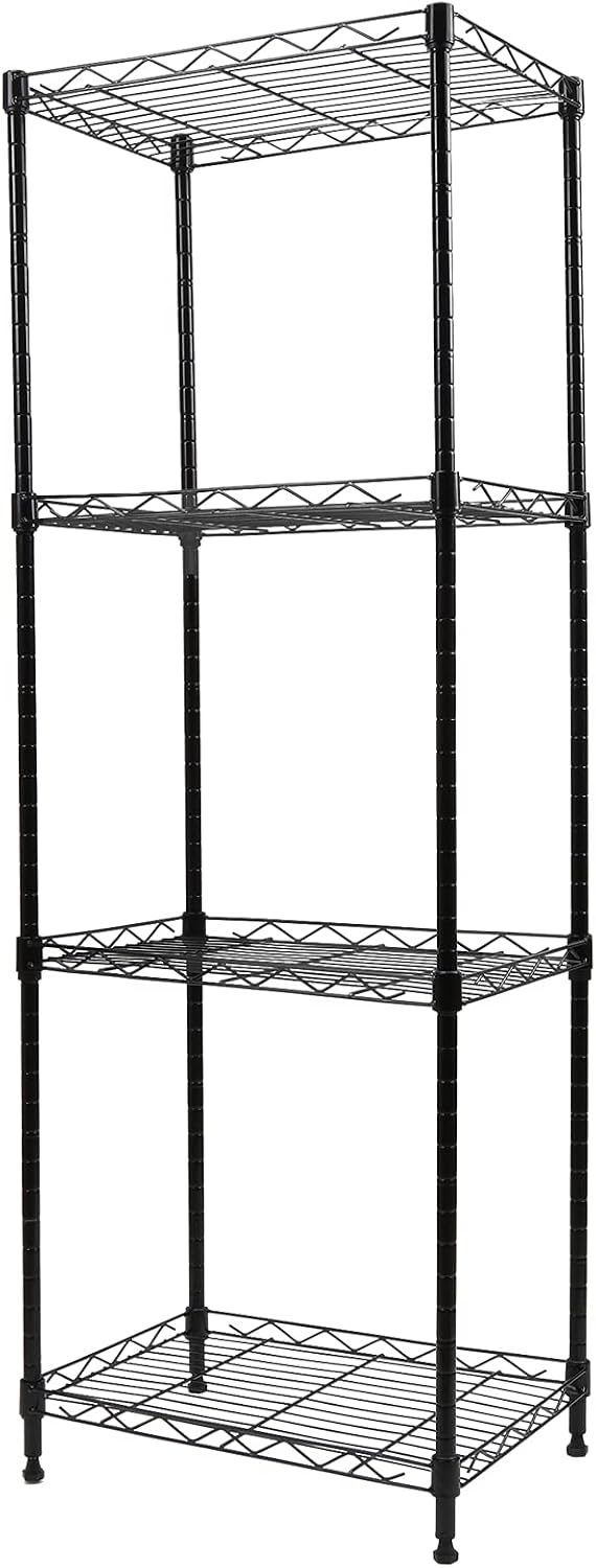 REGILLER 4-Tier Wire Shelving Unit Metal Storage Rack Adjustable Organizer Perfect for Pantry Laundry Bathroom Kitchen Closet Organization (Dark, 16.9L x 12W x 50H)