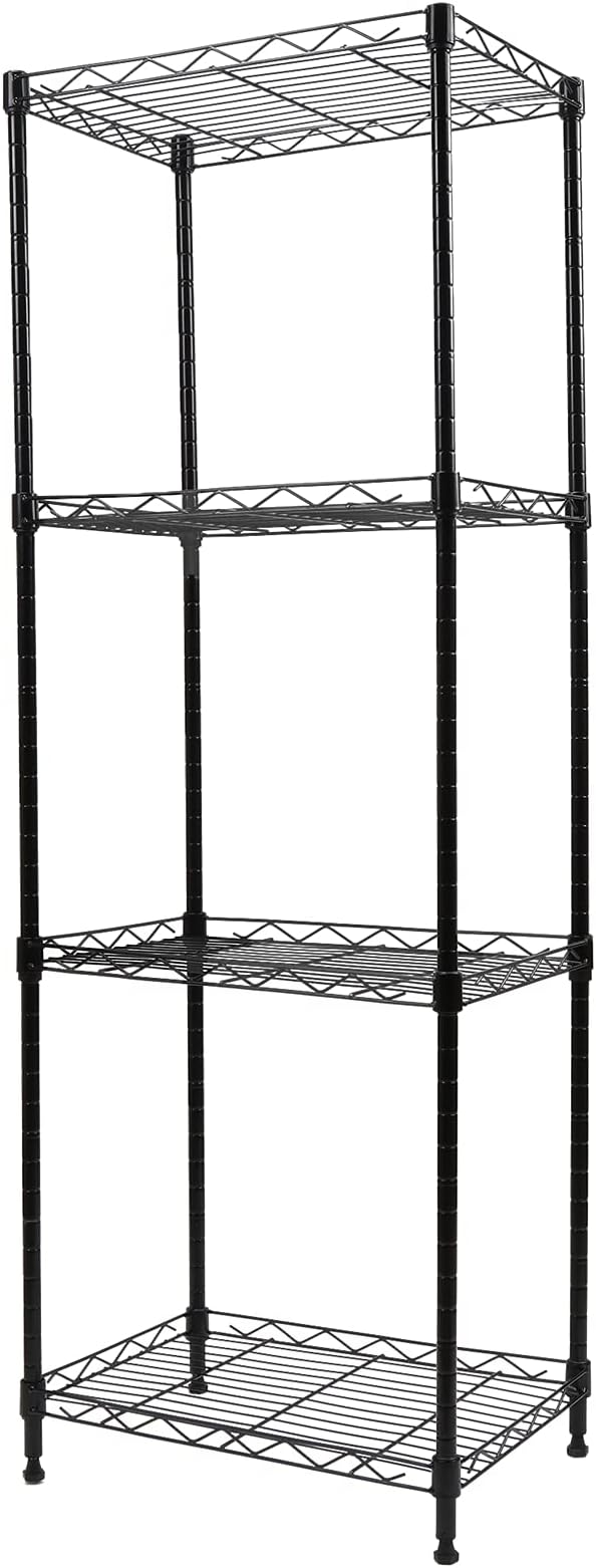 REGILLER 4-Tier Wire Shelving Unit Metal Storage Rack Adjustable Organizer Perfect for Pantry Laundry Bathroom Kitchen Closet Organization (Dark, 16.9L x 12W x 50H)
