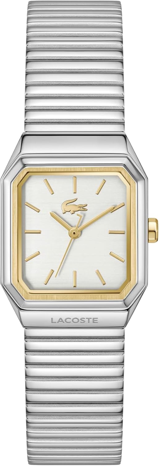 Lacoste Rene Women's Quartz Watch - Octagonal Case and Bezel, Three-Hand Dial, Mesh Bracelet - Modern, Vintage Timepiece - Gift for Her 23mm