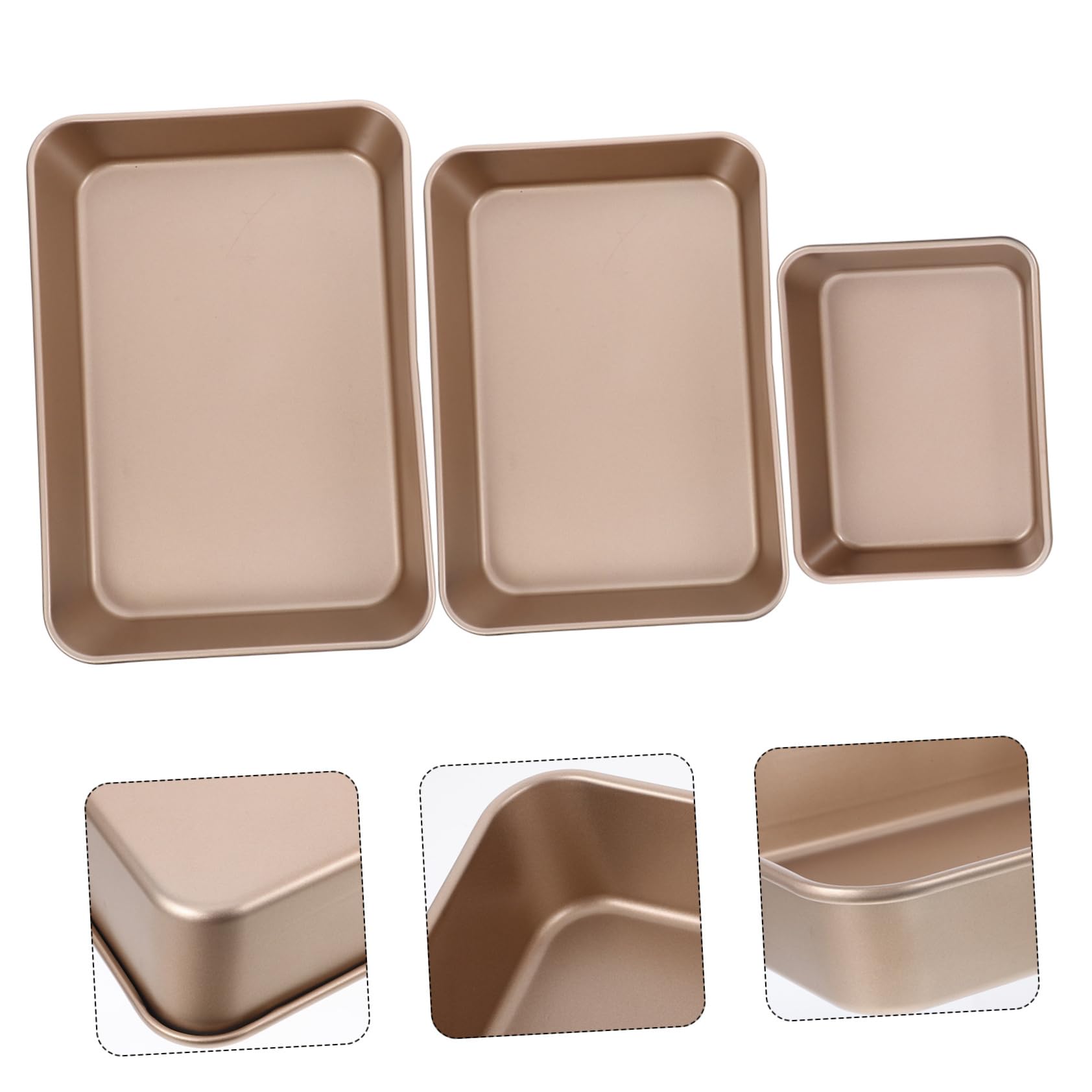Abaodam 3pièces Moules à Pâtisserie Rectangulaires Tôle Acier Antiadhésifs Pour Biscuits Lasagnes Pain Compatibles Four