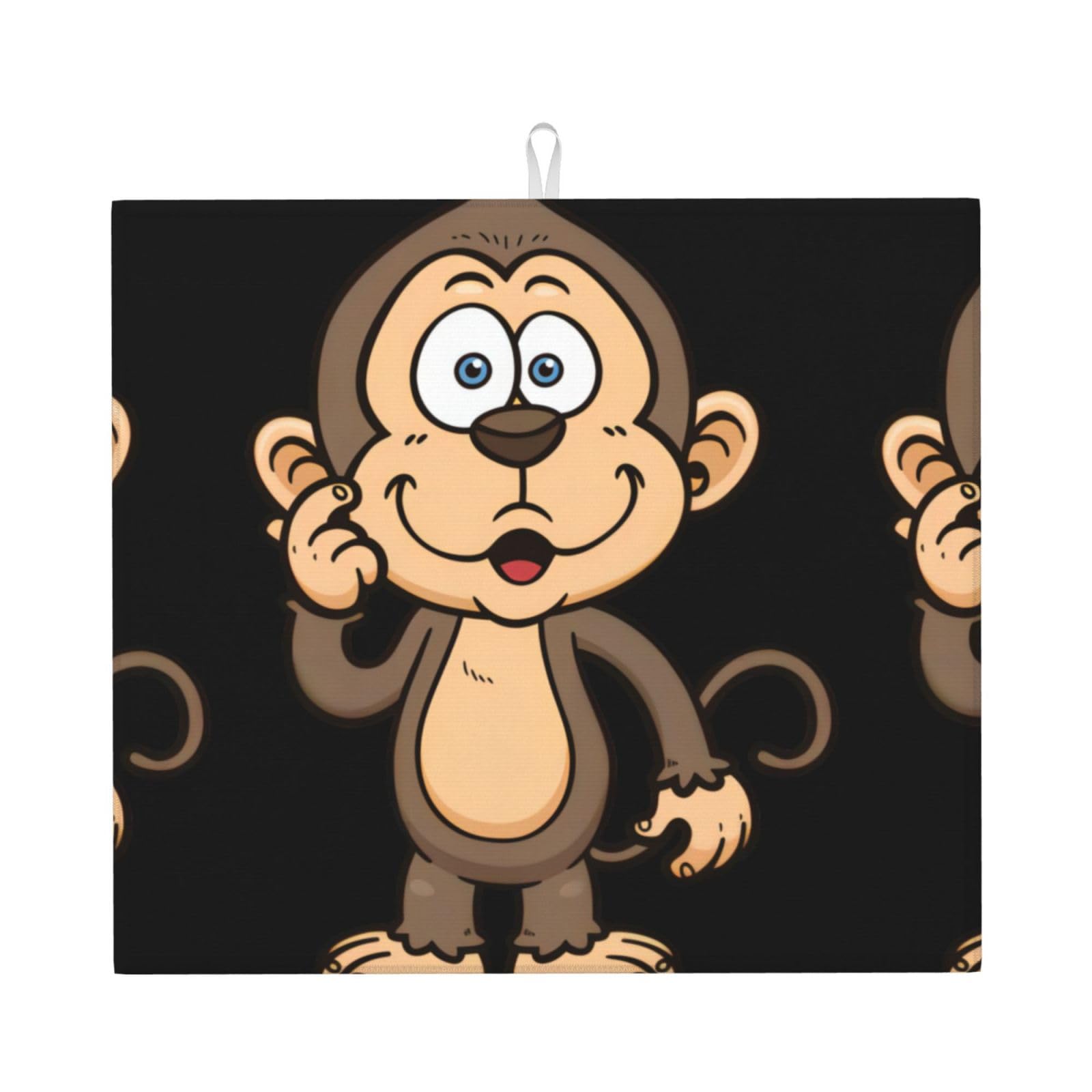 YYHWHJDE Monkey Prints Kitchen Drying Mat - Absorbent Dish Drying Throw with Vibrant Prints, Quick-Dry Countertop Layer for Dishes & Appliances - Non-Slip & Foldable