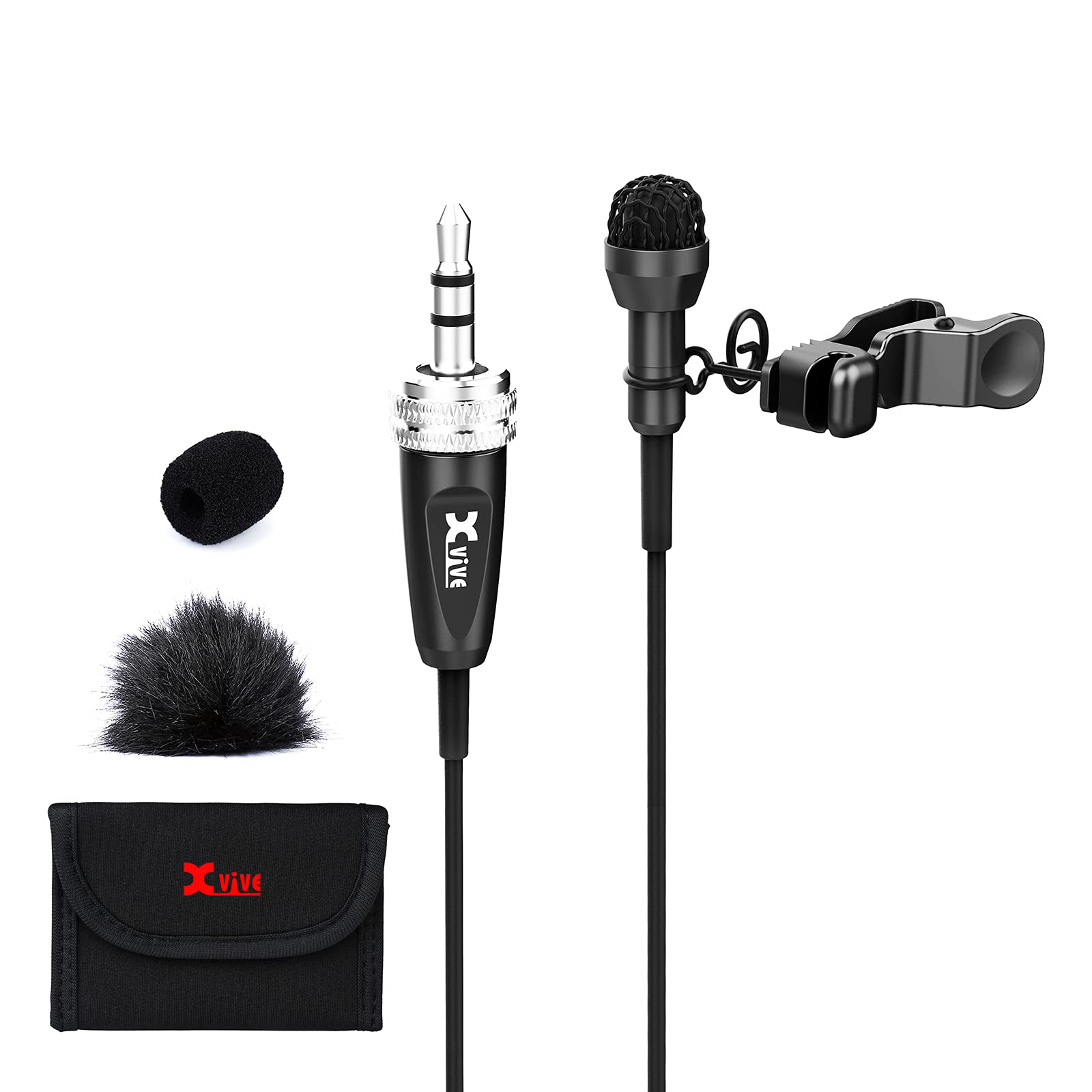 Xvive Micrófono de solapa profesional Lv1, micrófono omnidireccional con clip de 3.5 mmLav, sin celda sin aplicación pequeño Mircophone para Smartphone, YouTube, difusión, dispositivo de grabación