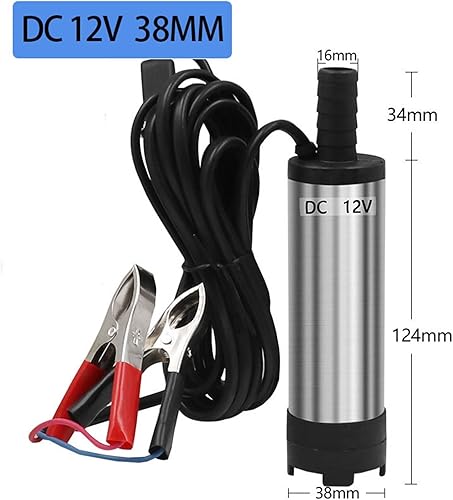 Miniatura 4 de Bomba sumergible pequeña ajustable de 12 V 24 V CC combustible agua aceite camping pesca bomba de transferencia sumergible (carpeta de 12 V 1.496 in)