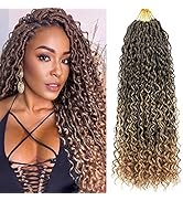 Ahrencan New Goddess Locs Crochet Hair 22 Inch, 8 Packs Light Brown Goddess Faux Locs Crochet Hai...