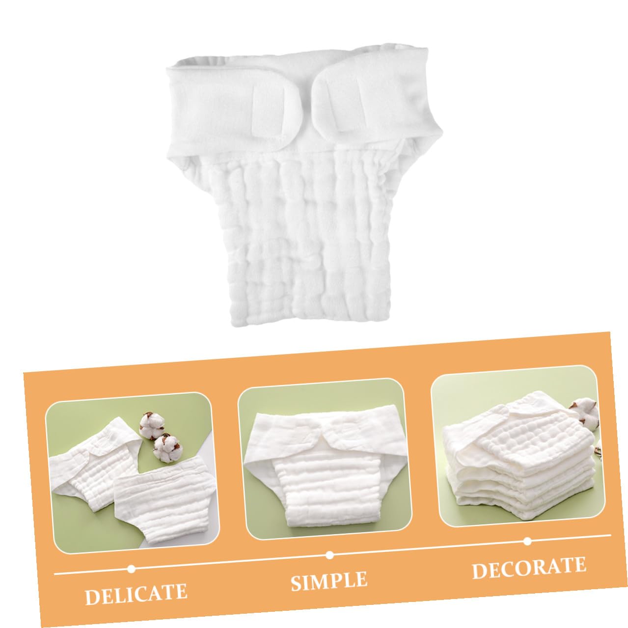 Pañales Reutilizables para Ñiño de Algodón Blanco M, 5 Piezas