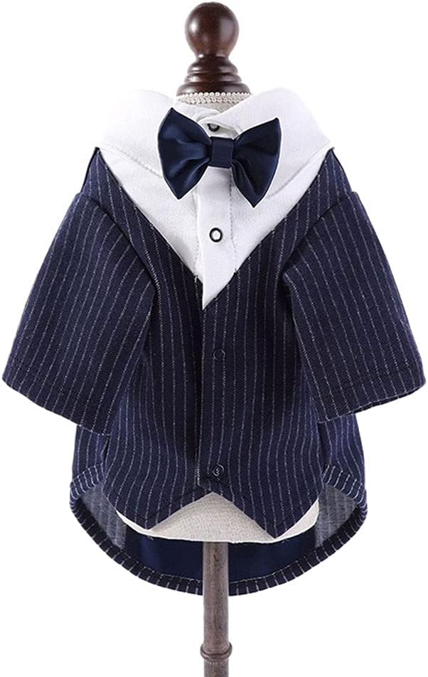 Dog Suit Dress Dog Gentleman Suit Pet Teddy Wedding Cats Clothes Anti-Hair Thin Summer Cats Wedding Dress (Blue X)