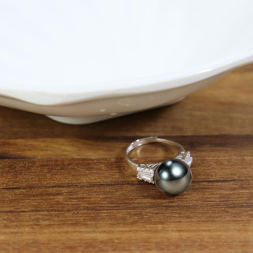 Gifts for Women-Tahitian Black-Pearl-Ring-Gift for Wife Wedding Birthday Anniversary-Mom Girlfriend Her Mothers Day Valentines Day Christmas Fine Jewelry