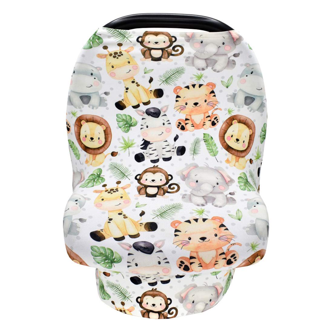 Terriboo Nursing Cover for Newborn Breastfeeding - Multi Use Infant Stroller Canopy, Unisex Baby Car Seat & High Chair Cover - Zoo