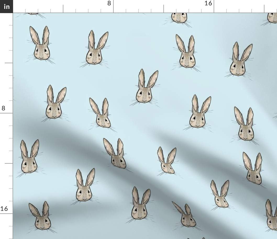 Spoonflower Fabric - Sweet Rabbit Blue Bunny Bunnies Easter Pet Kitten Printed on Petal Signature Cotton Fabric by The Yard - Sewing Quilting Apparel Crafts Decor