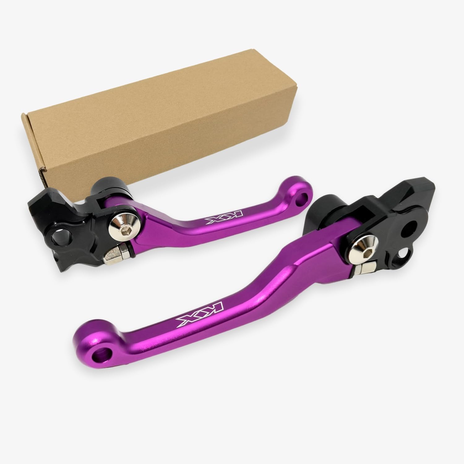 Dirt Bike CNC Pivot Black Brake Clutch Levers Adjustable Compatible with KX450 2019-2023 | KX450X 2021-2023 | KX450SR 2022-2023 | KX250 2021-2024 | KX450F 2019-2022 (Purple)