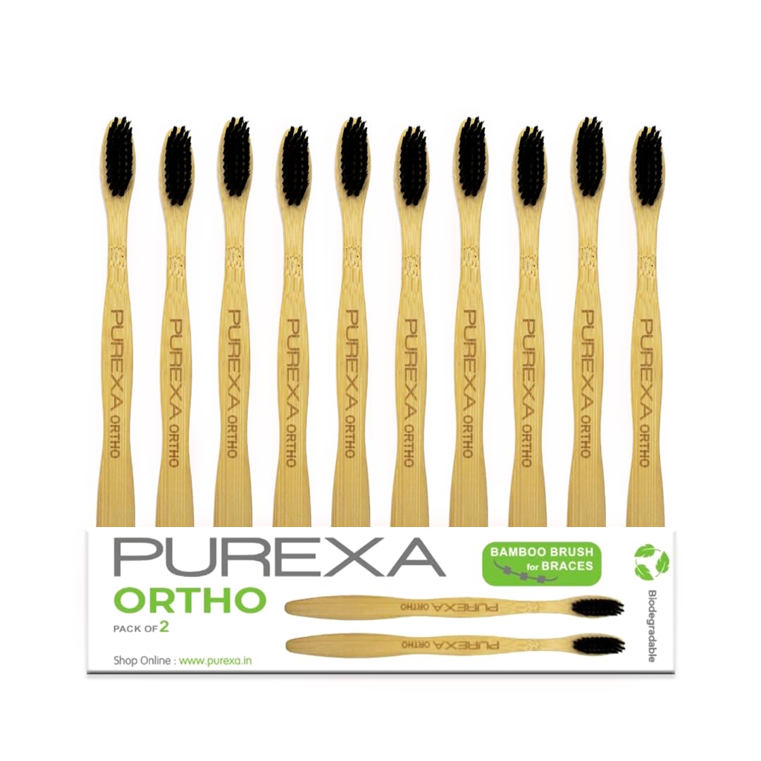 Purexa Bamboo Orthodontic Toothbrush for Braces With Activated Charcoal Soft Bristles - Pack of 10 | Interdental Brush for Teeth Bpa Free, Biodegradable and Compostable Organic Bamboo Handle Tooth Brush | Oral Care with 100% Natural wooden brush for  (B0BKSXTJM4) Amazon Price History, Amazon Price Tracker