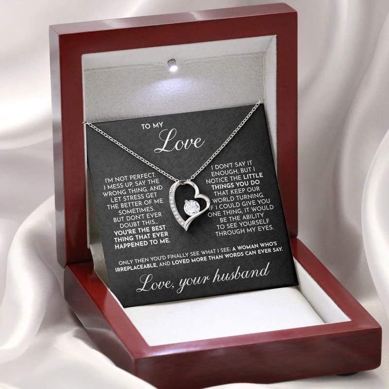 To My Wife Necklace From Husband - Forever Love Necklace for Women with Gift Box - Sentimental Birthday Christmas Anniversary Valentine's Day Gift for Her - Image 3